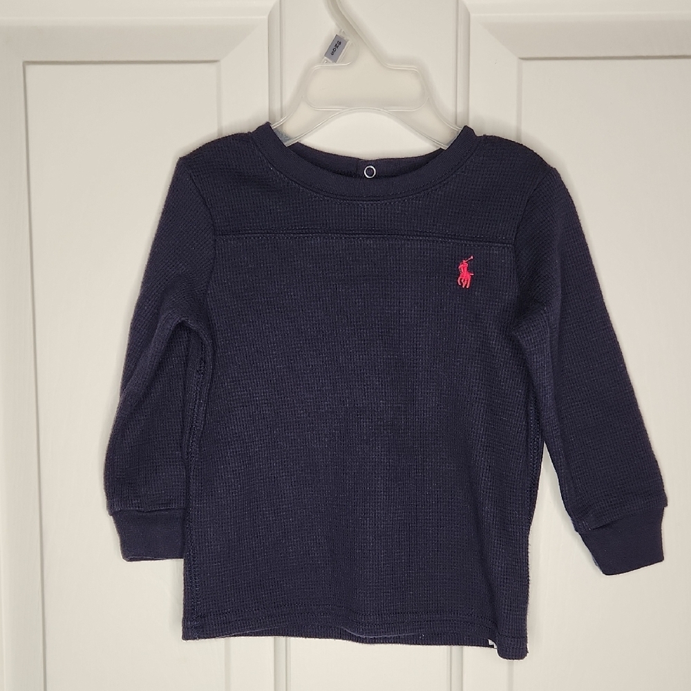 Ralph Lauren Navy Waffle Knit Shirt Size 12M